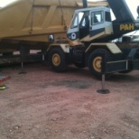 loading new haul truck bed headed to the coal mine