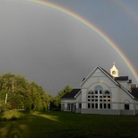 Rainbow over the church.