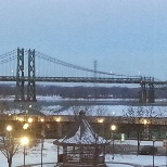 Looking out the window from our skywalk.