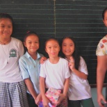 Children do their posed after they sang.