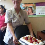 Wydham celebrating my birthday at work