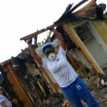 Cleaning the scene of a burnt down house that was for an Army Veteran. This event made the News WLOX