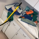 Residents clothes mixed with mop heads from day shift