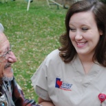 A client with one of our caregivers enjoying the outdoors.