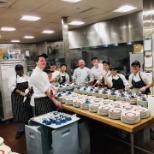 Plating the desserts for banquet events