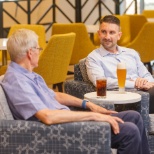 Residents and team members hang out during a Life Enrichment event