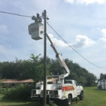 Aerial work performed by electrician