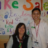 Fund Raising bake sale for the adolescent assessment unit. I'm seated.