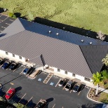 Aerial shot of headquarters building.