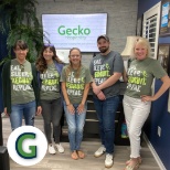 Our corporate team sporting our newest swag! Looking good, team! 