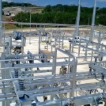 Substation in progress.  Steel structures and components.