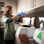 One of our medical assistants working in the lab at our Locust Grove location.