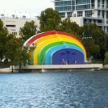 We painted the amphitheater in downtown Orlando Lake Eola Park for the pulse victims