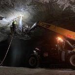 GMS Specialty Crew installing 8’ bolts in the “back” of a salt mine.