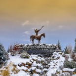 The fountain and statue at the entrance of the resort are always pretty, even in winter.