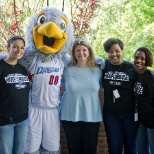 staff and The Dream mascot for a fundriaser