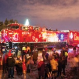 A welcoming Calgary crowd enjoys the Holiday Train's bright lights.

Photo by Leo de Groot