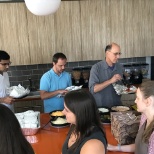 The Home Chef corporate team lining up for free lunch Friday.