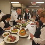 New Menu details, staff looking over the new entrees