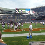 Monitoring fans on the field for pregame warm ups