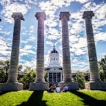 Jesse hall through the columns