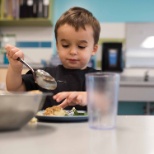 Family-style dining in action