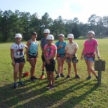 Working the rock climbing wall