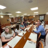 The interns had lunch at the main office building.