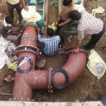 Pipe line for soft water tank to