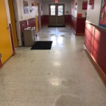 Clean scrubbed classrooms and halls