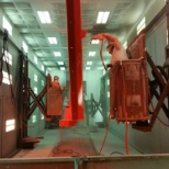 The main paint booth at the Land Pride facility, Lucas, KS.