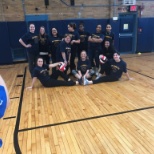 Volleyball Staff against girls volleyball team.